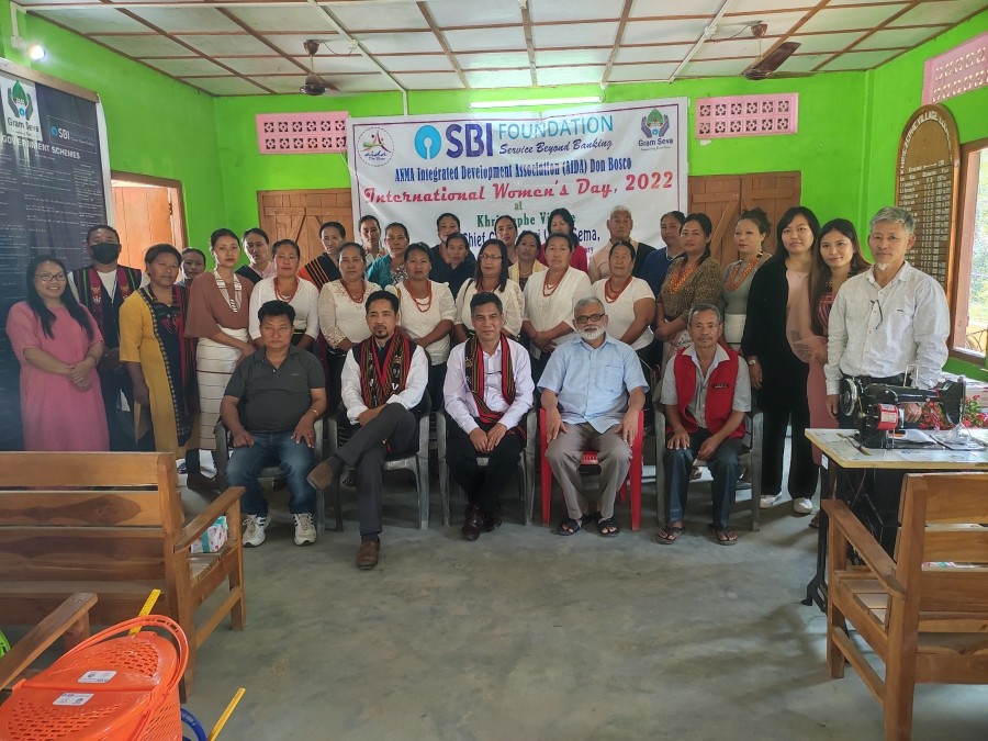 ANMA Integrated Development Association (AIDA) Don Bosco and SBIF Gram Seva Program, celebrated International Women’s day at Khriezephe village together with the Vikehie Khro SHG and the women folk of Khriezephe village. Six tailoring machines along with 12 start-up kits to the women SHG were also handed over. Fr Nebu Mathew SDB, Rector of Don Bosco, Dimapur said the welcome address; Victo Sema NJS, Member Secretary, Nagaland State Legal Service Authority was chief guests; Kshetrimayum Rameshwar Singh, Chief Manager Financial Inclusion SBI RBO Dimapur spoke on the importance, need and the possibility for mini banking and Customer Service Point (CSP) in the villages. (Photo Courtesy: AIDA)